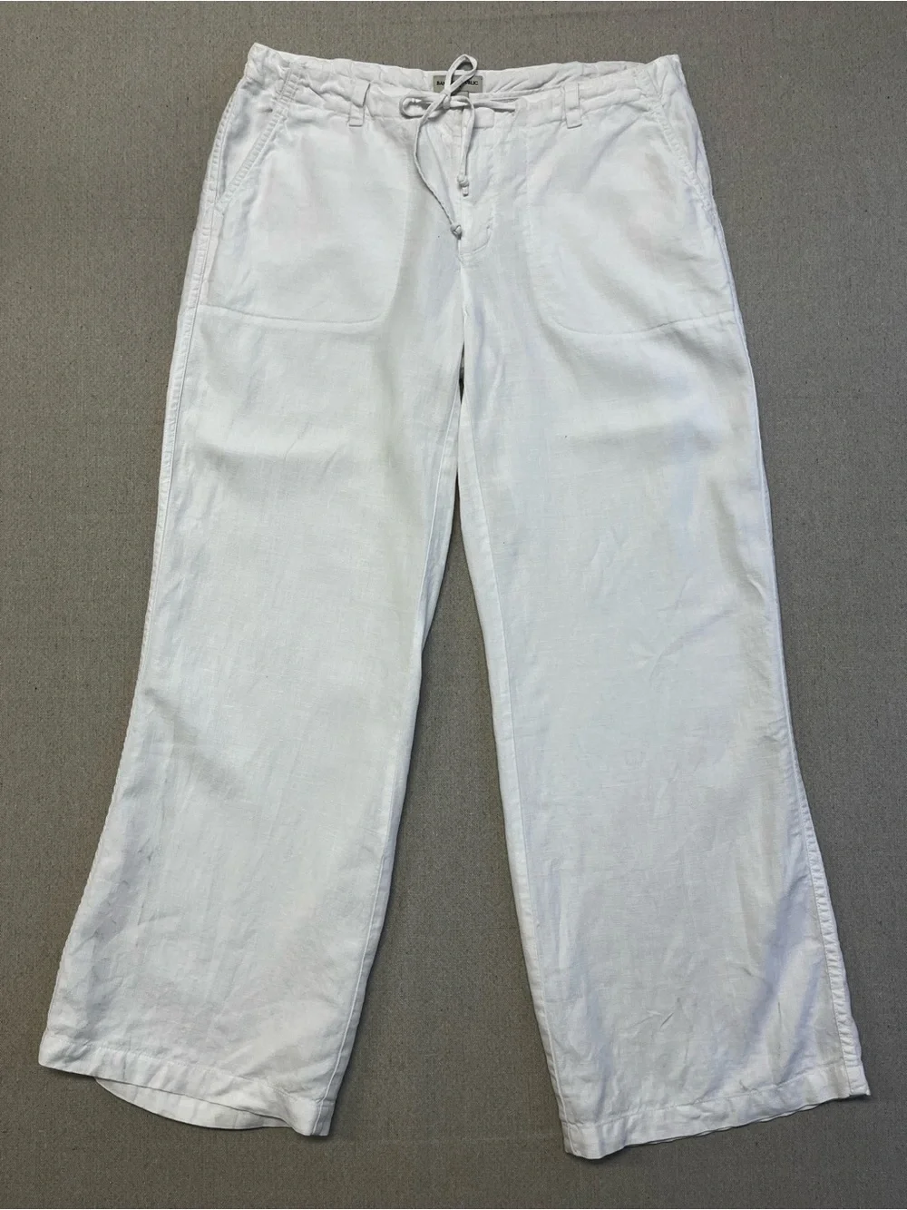 Banana Republic White Linen Drawstring Pants Women’s Size 12 Wide Leg